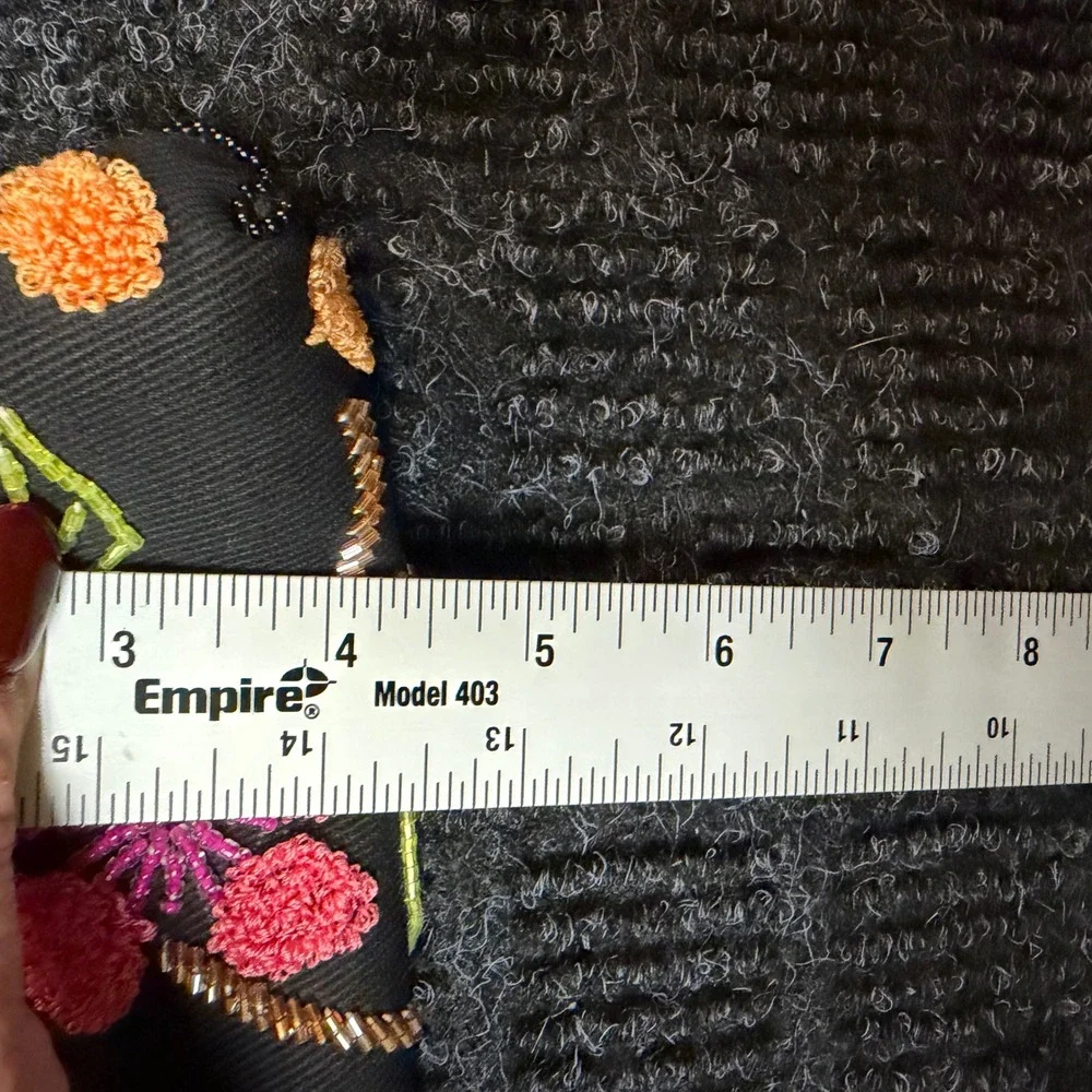 Beaded Handbag Womens OS Black Good Vintage Floral Kiss Lock Clutch